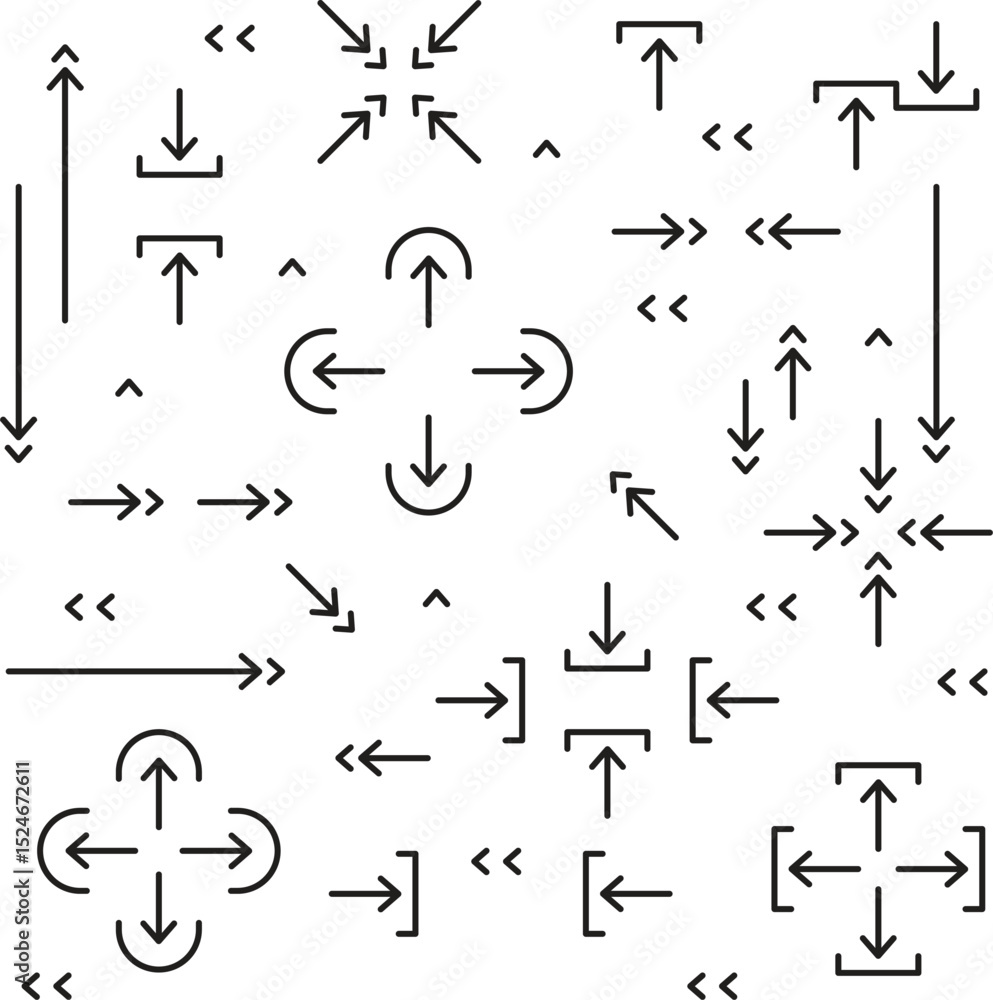 Poster arrow vector icon set in thin line style.
