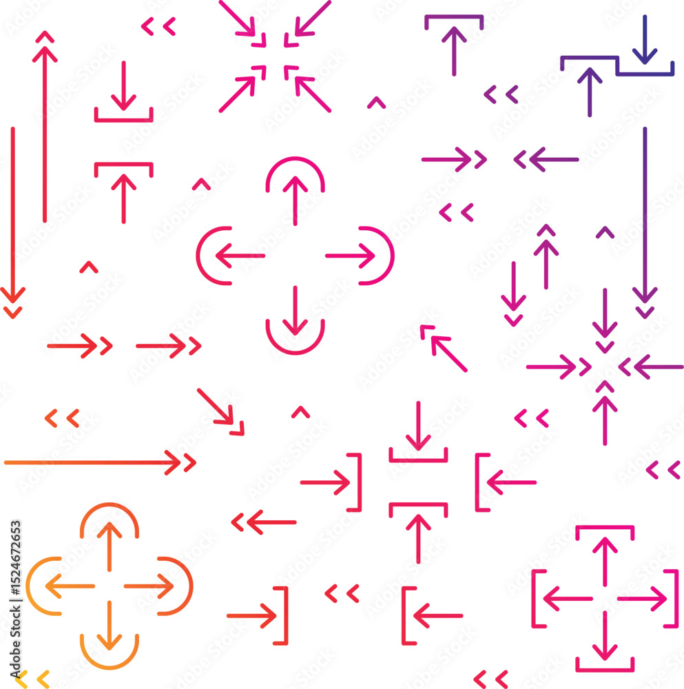 Poster arrow vector icon set in thin line style.