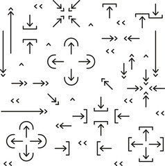Arrow vector icon set in thin line style.
