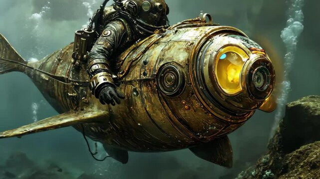 Exploration of the ocean depths with a unique fishlike submersible design, Cartesian Diver