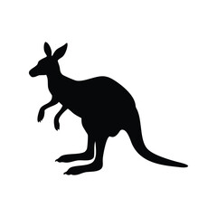Kangaroo Silhouette Vector Design White Background. 