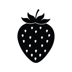 Strawberry Fruits Silhouette Vector Design White Background.