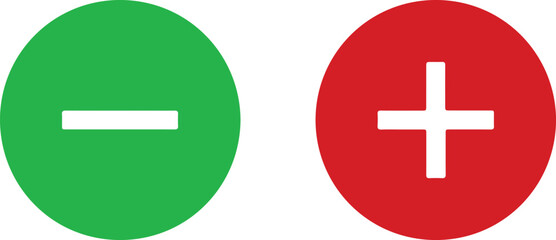 plus, minus, addition, subtraction, math, mathematics, symbol, sign, icon, green, red, circle, 