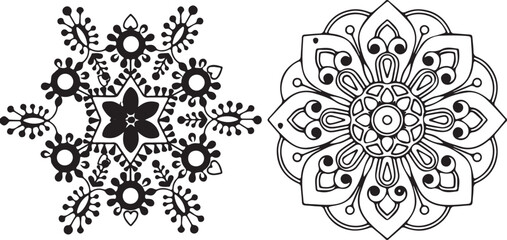 mandala, floral, flower, decorative, ornament, vector, black and white, design, pattern, art, 