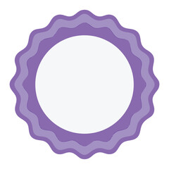 Lavender circular badge with wavy edges isolated on white background