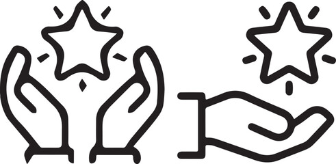 star, hand, holding, giving, offer, reward, achievement, appreciation, rating, feedback, quality, value, best, premium, success, vector, icon, black and white, outline, simple, elegant, 
