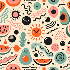 Abstract Summer Vibes: Cheerful Vibrant Pattern