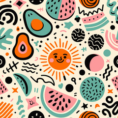 Abstract Summer Vibes: Cheerful Vibrant Pattern