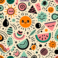 Abstract Summer Vibes: Cheerful Vibrant Pattern