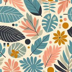 Retro Tropical Garden Seamless Pattern