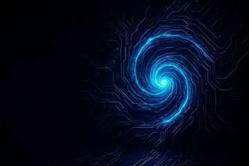 Obraz premium Abstract Circuitry Vortex in Deep Blue
