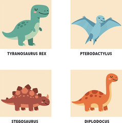 A fun vector illustration of cute baby cartoon dinosaurs