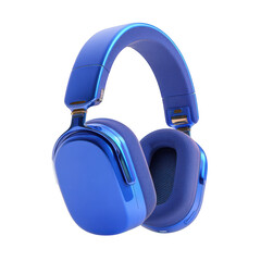 Modern blue wireless headphones isolated on transparent background