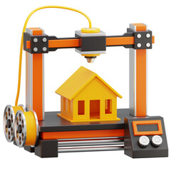 3D Printing a Small House Model Illustration