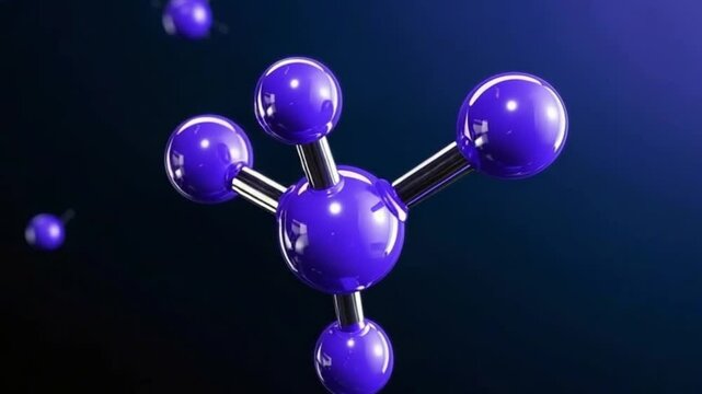 Deep Blue rotating hexagon hexanoic acid molecule 3D chemistry structure animation concept science background video download&rdquo;