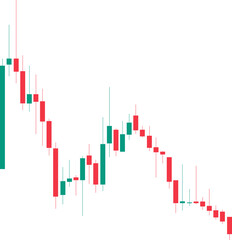 Bear market candlestick trading chart isolated on transparent background