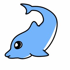 a blue dolphin with a big smile on its face