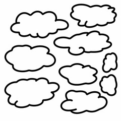 a set of black and white clouds
