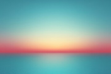 Calm and serene ocean horizon at sunset with smooth water and a gradient sky transitioning from blue to warm orange and pink hues