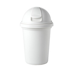  White rubbish bin with lid on transparent background