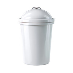  White rubbish bin with lid on transparent background