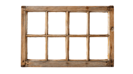  Wooden window frame on transparent background