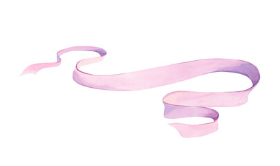 Pink simple satin ribbon watercolor