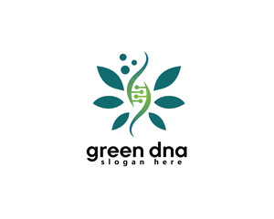 creative dna health and genetical logo ,dna icon with leaves circling ,logo design template