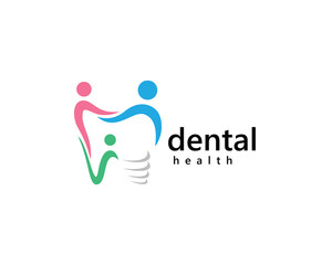 creative dental health and dental care logo, abstract dental forming three family members, logo design template