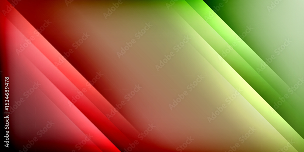 Fototapete Abstract gradients blend red, green, beige. Diagonal lines create dynamic visual effect against black background. Smooth transitions dominate composition.
