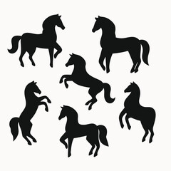 Elegant Black Horse Silhouettes A Collection of Six Unique Poses