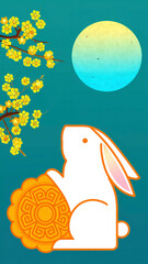 Fototapeta premium New Chinese-style minimalist Mid-Autumn Festival illustration poster