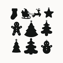 Christmas Icons  Silhouette Collection of Holiday Symbols for Design