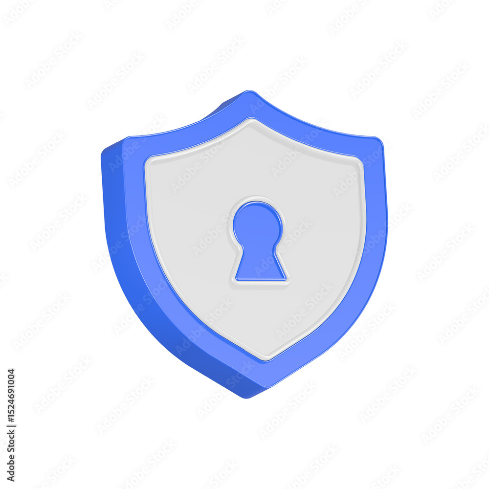 Poster shield with key icon 3d rendering