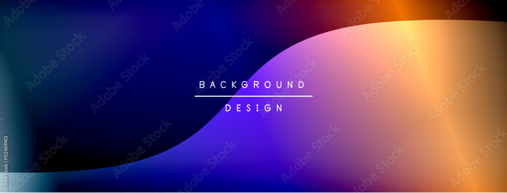 Poster abstract gradient background. blue transitions to purple, then orange. minimalist design with text e