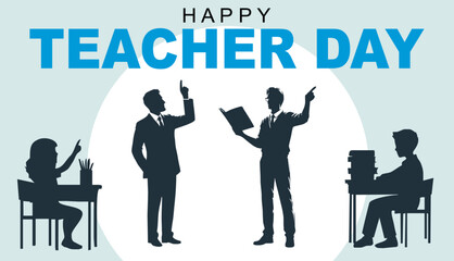 Happy Teacher's day concept vector illustration background. Creative teacher's day vector education concept.