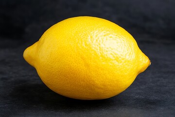 Isolated vibrant yellow lemon against a muted dark background contrast
