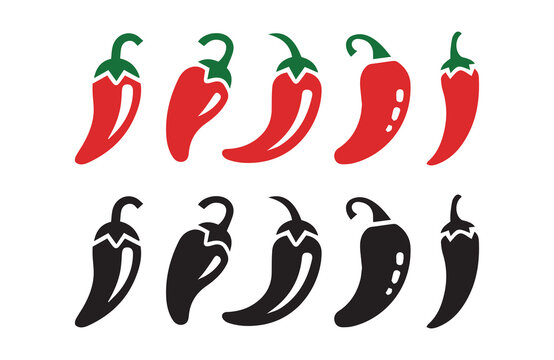  chili paper icon set vector white background