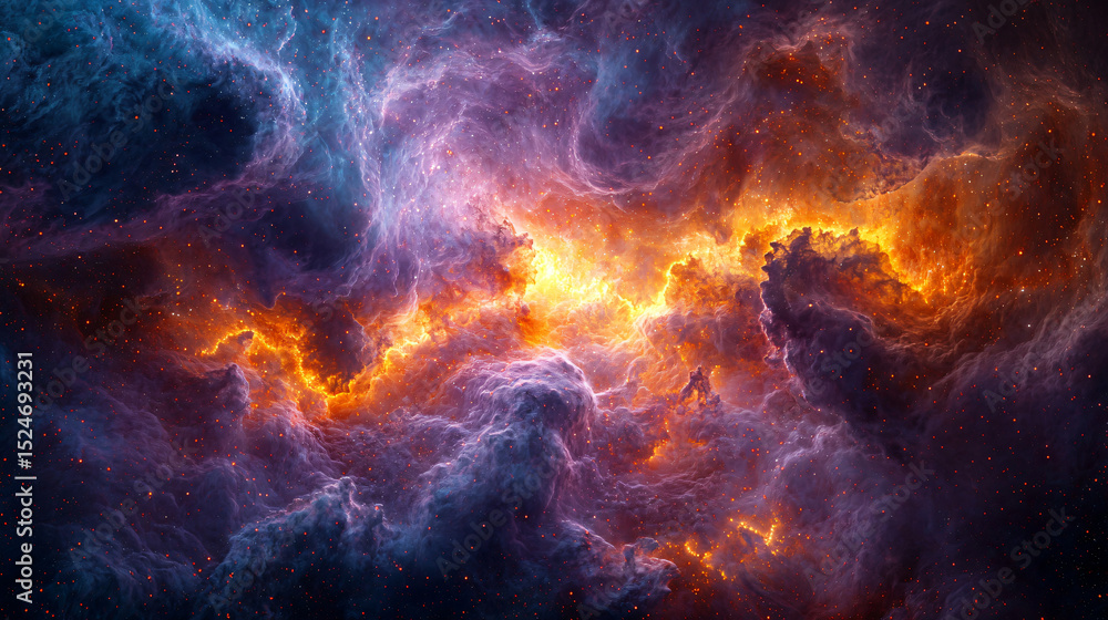 Poster stunning nebula displaying rich colors and intricate patterns in the expansive universe of outer spa