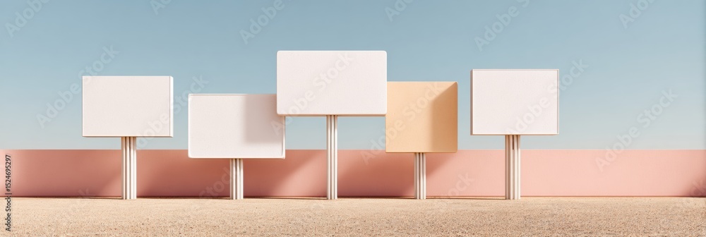 Poster minimalist scoreboard display with monochromatic beige panels and smooth textures symbolizing scalab
