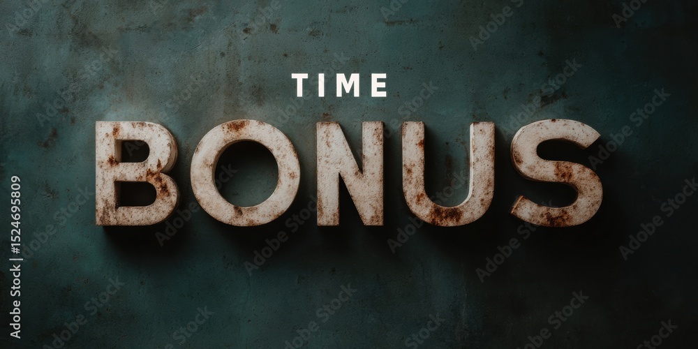 Poster Rusty Time Bonus x2 Symbol with Dimensional Shadow on Dark Background for Marketing Campaigns and Double Rewards Promotion