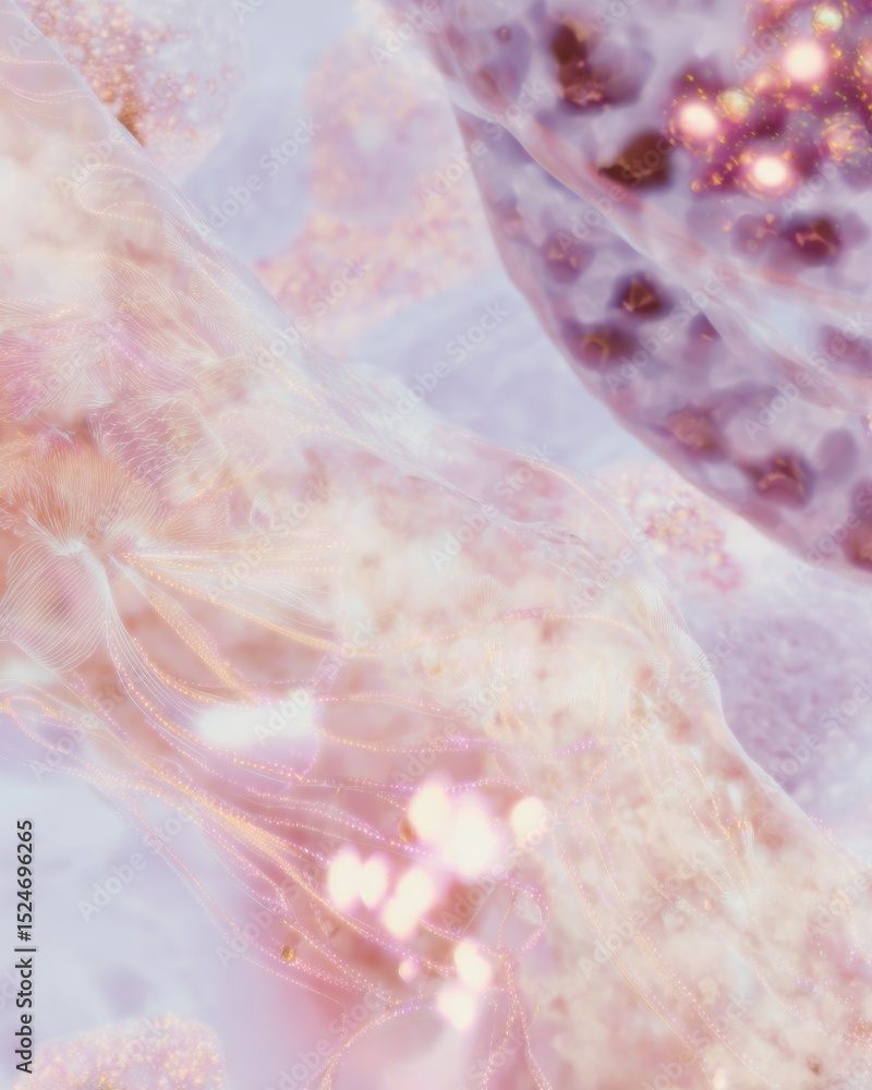 Aufkleber Digital Visualization of Cancer Cells with Molecular Structures for Precision Oncology and AI-Powered Personalized Medicine in Advanced Medical Monitoring