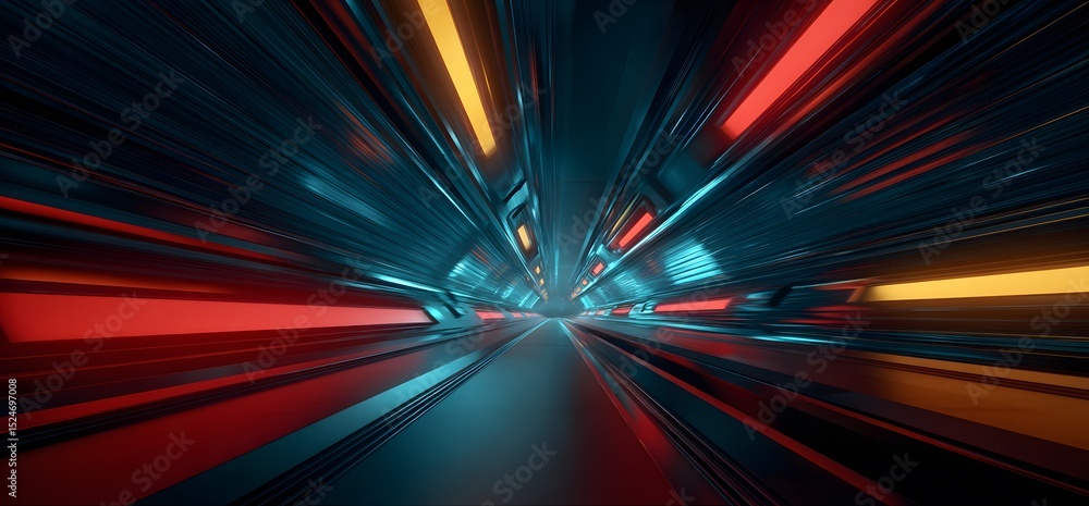 Poster dynamic light trails in a futuristic tunnel