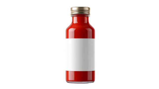 a bottle of red sauce  isolated, transparent background