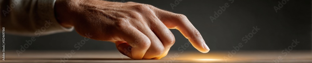 Poster warm aesthetic businessman interacting with virtual petition interface in cozy workspace featuring t