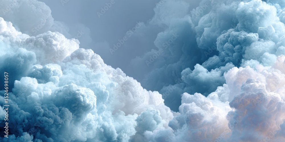 Poster atmospheric haze frame with fog and smoke overlay in muted steel blue and soft grey for sophisticate