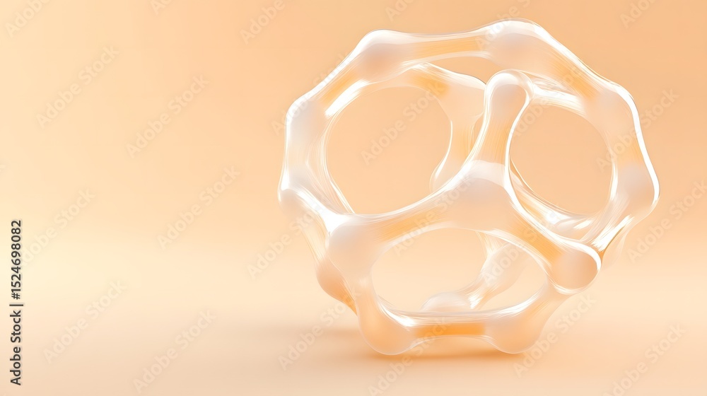 Poster abstract sculpture with interlocking rings on a soft gradient background