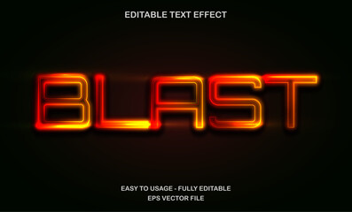 Blast Text, Editable Text Effect Template, Futuristic Red Neon Light Typeface
