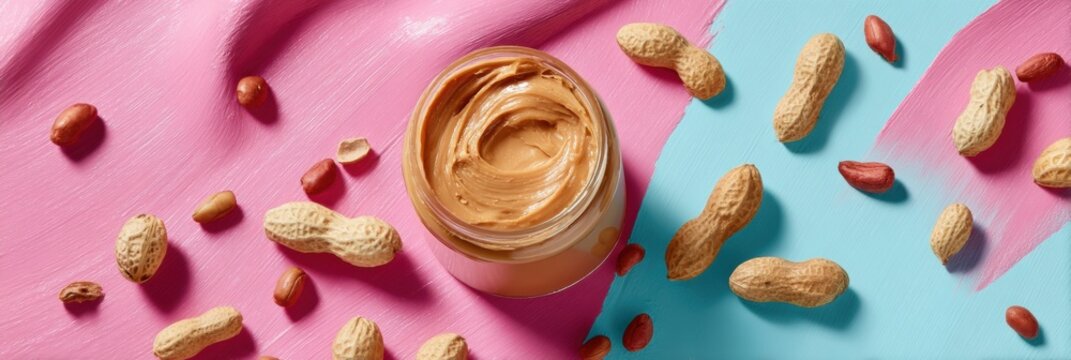 International Red Sneakers Day Peanut Butter Allergy Awareness with Whole Peanuts Seasonal Texture Contrast for Spring Earth Day and May Day Campaigns