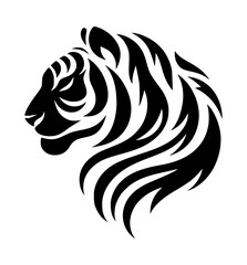 Obraz premium Stylized tiger head profile tribal design